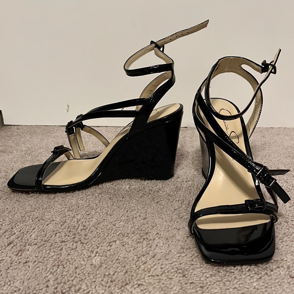 Black patent Jessica Simpson Wedge Sandals - Size 7.5